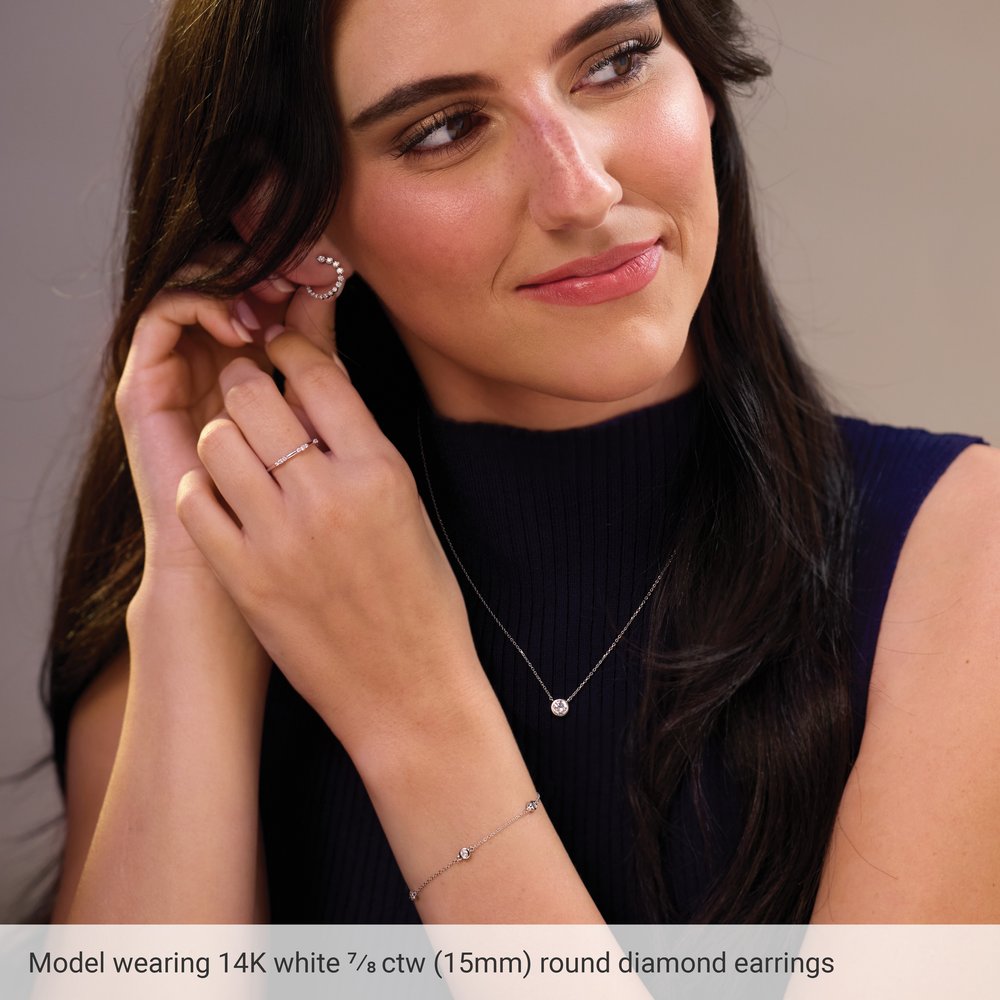Cascading Round Diamond Earrings - worn