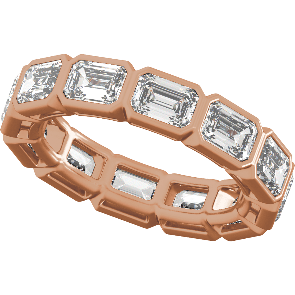 Collins Lab Diamond Bezel Eternity Band - Emerald - 14K Rose Gold