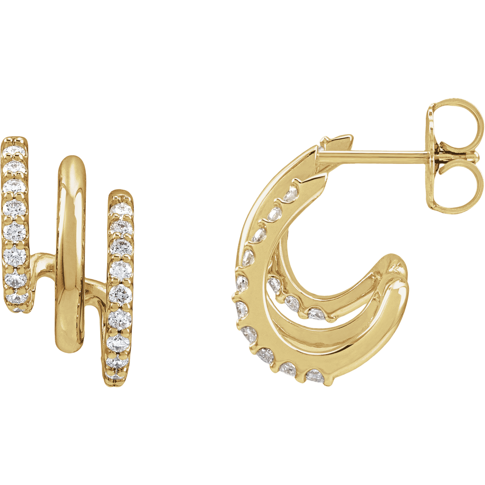 Ivy Triple Diamond J-Hoop Earrings
