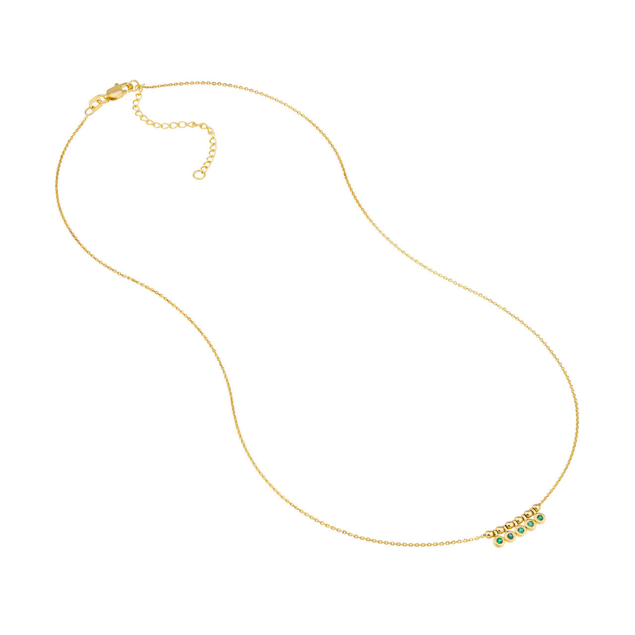 Emerald Bezel and Bead Station Necklace