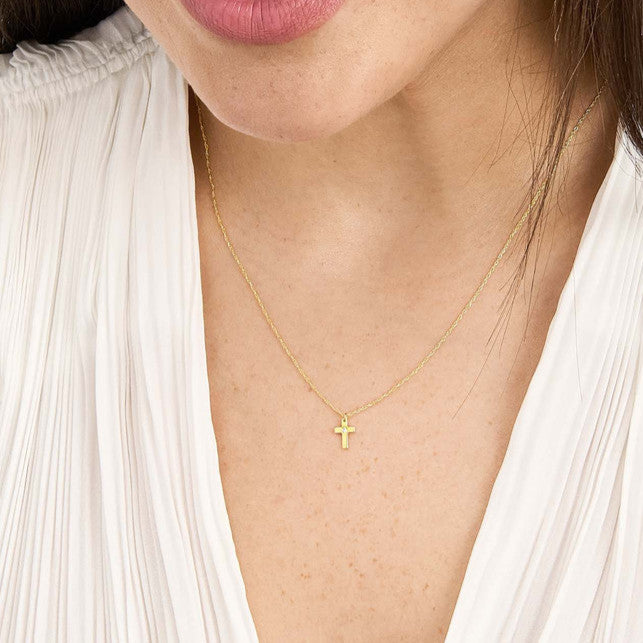 Mini Diamond Dot Cross Necklace