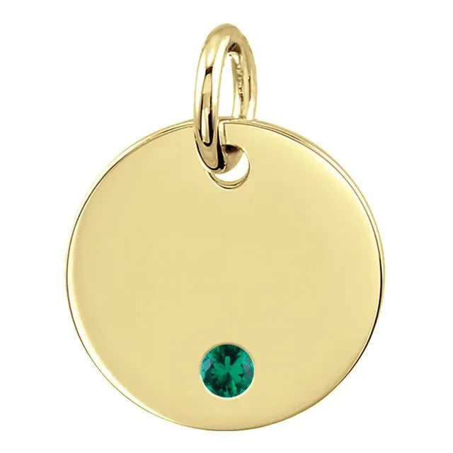 Personalized Emerald Disc Pendant Necklace