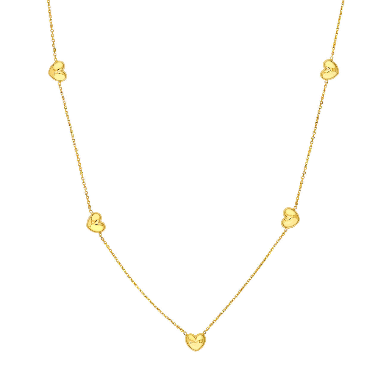 Puffy Heart Station Necklace