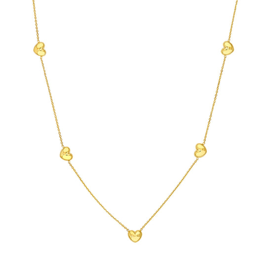 Puffy Heart Station Necklace