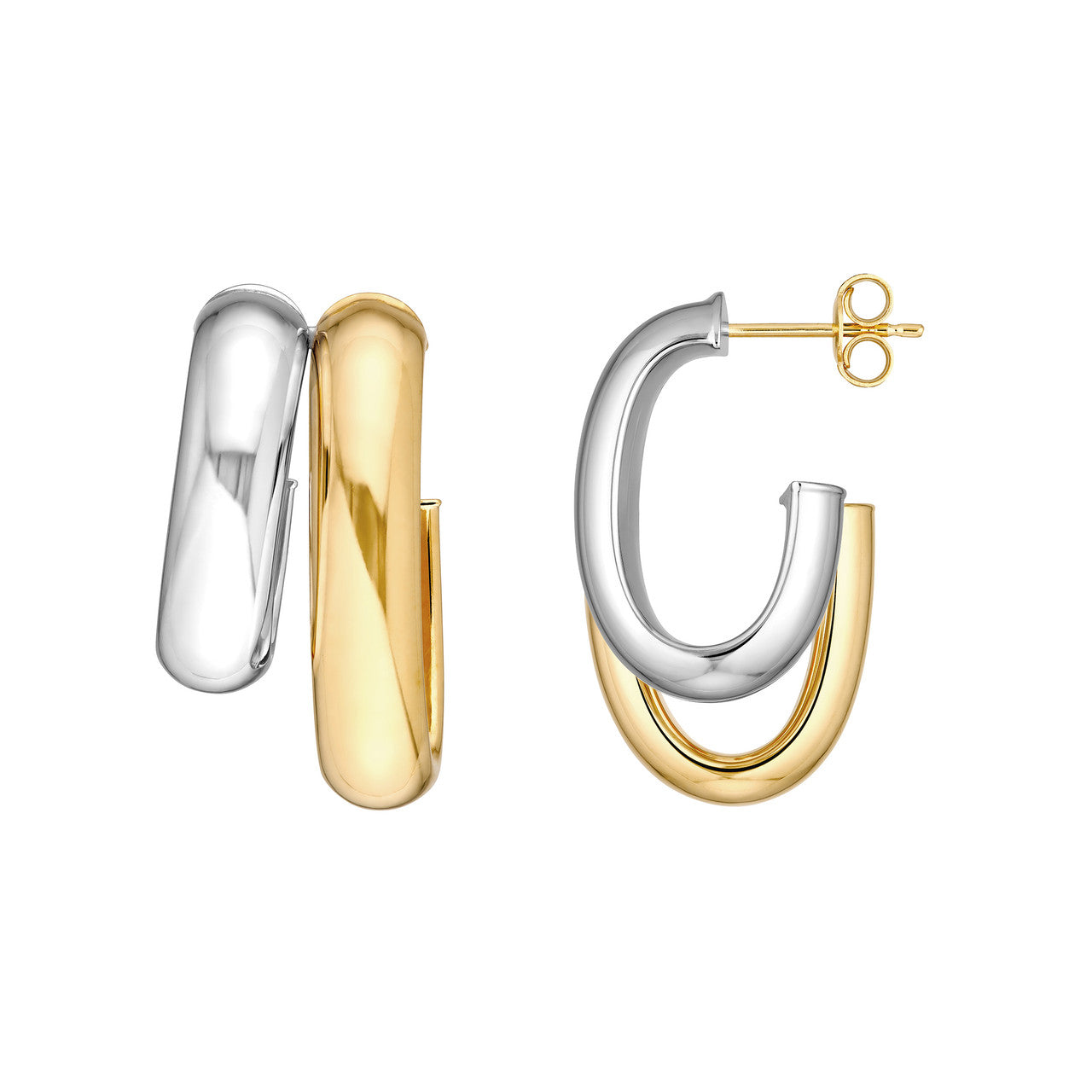 Two Tone Double Hoop Earrings