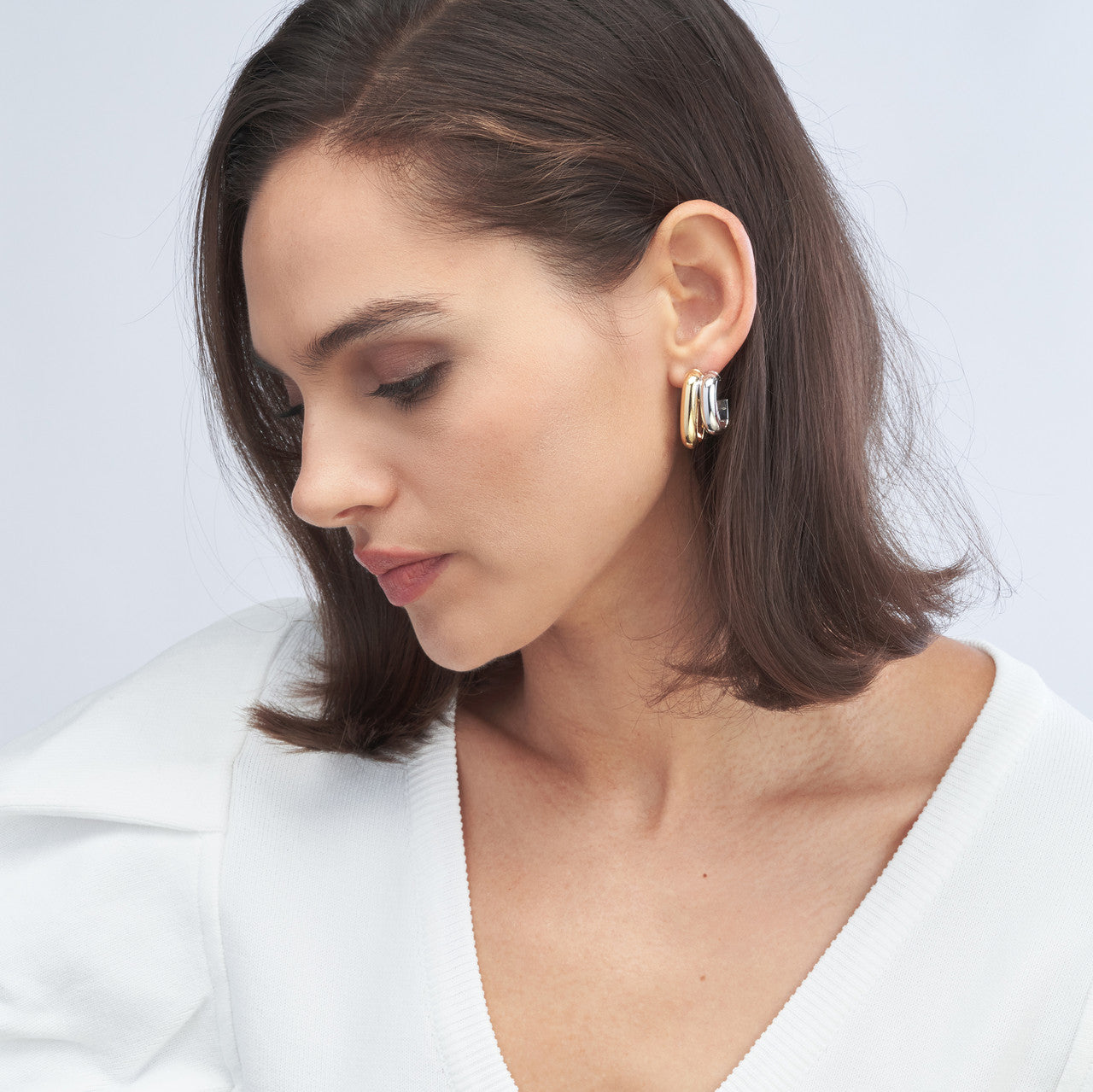 Two Tone Double Hoop Earrings