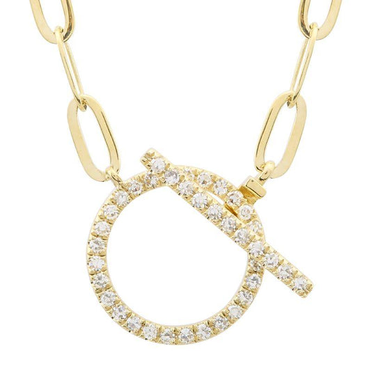 diamond circle bar necklace