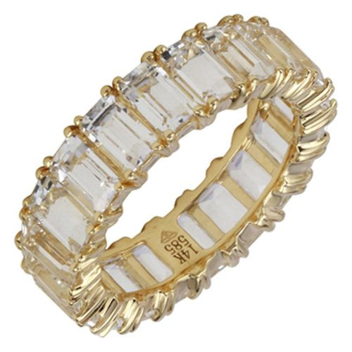 WHITE TOPAZ EMERALD CUT ETERNITY BAND