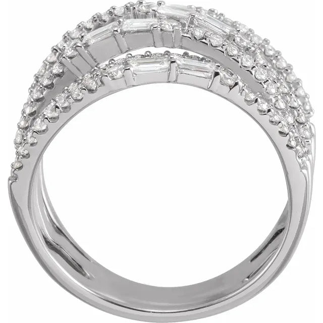 Baguette Crossover Statement Ring