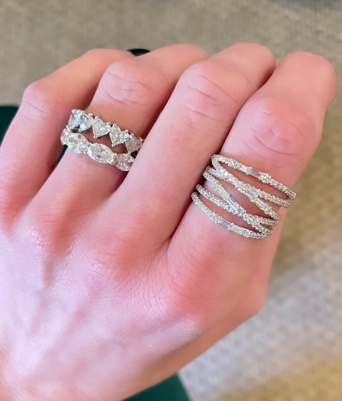 Baguette Crossover Statement Ring