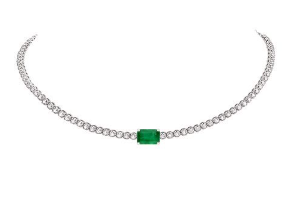 diamond tennis choker with gemstone