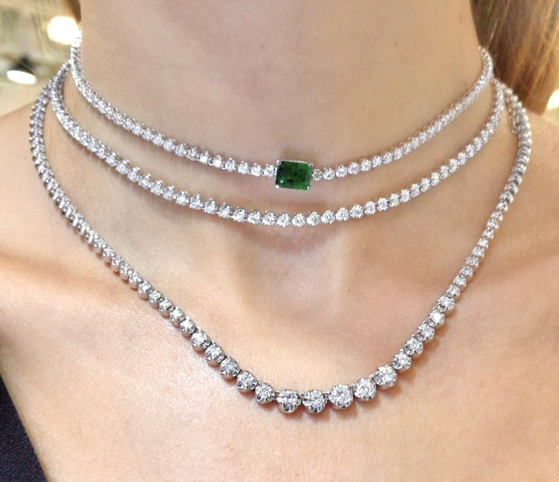 diamond tennis choker with gemstone
