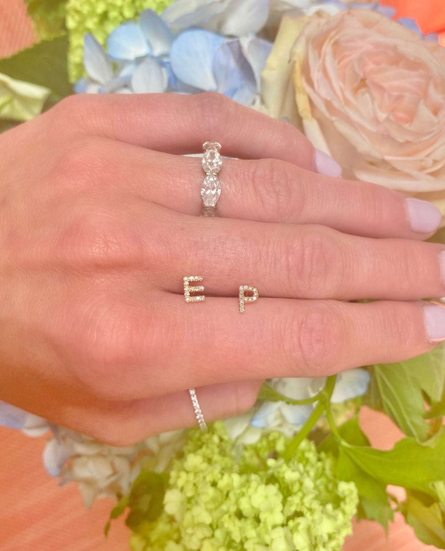 diamond initial stud earrings