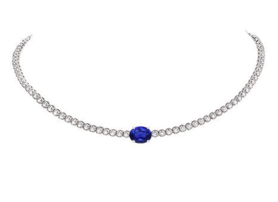 diamond tennis choker with gemstone