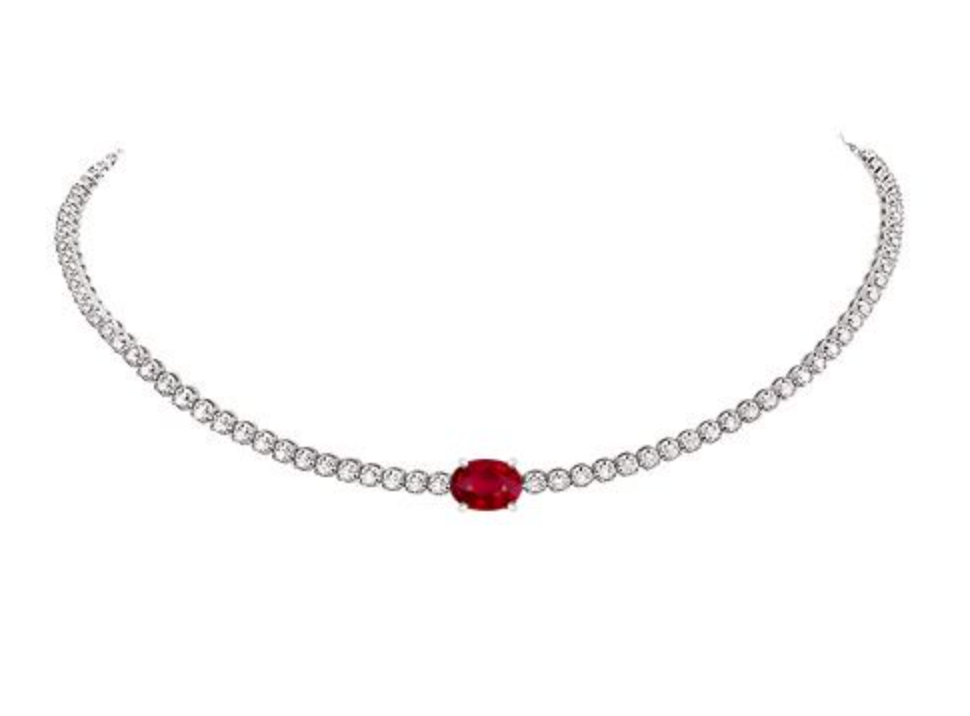 diamond tennis choker with gemstone