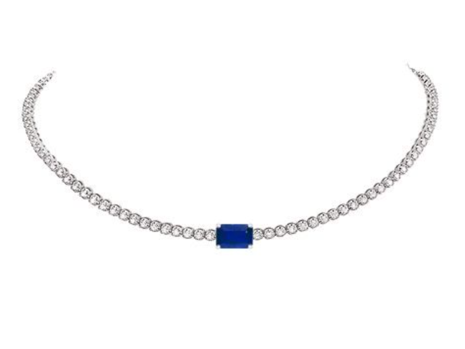 diamond tennis choker with gemstone