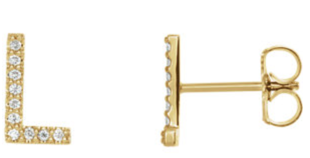 diamond initial stud earrings