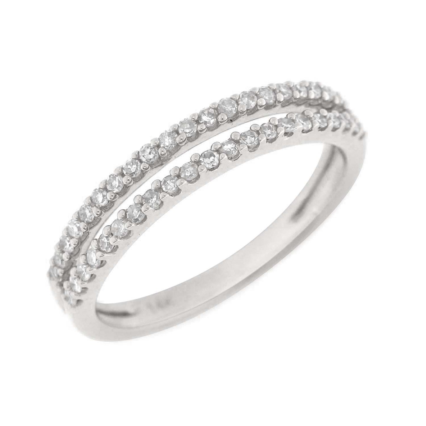 double row diamond pave pinky ring