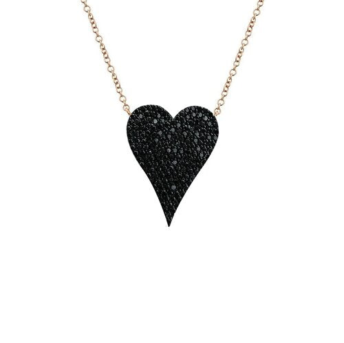 MEDIUM PAVE ELONGATED HEART NECKLACE