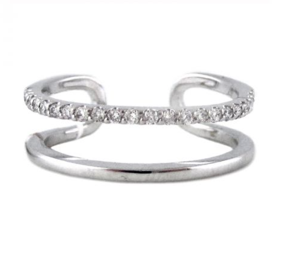 double row diamond midi ring