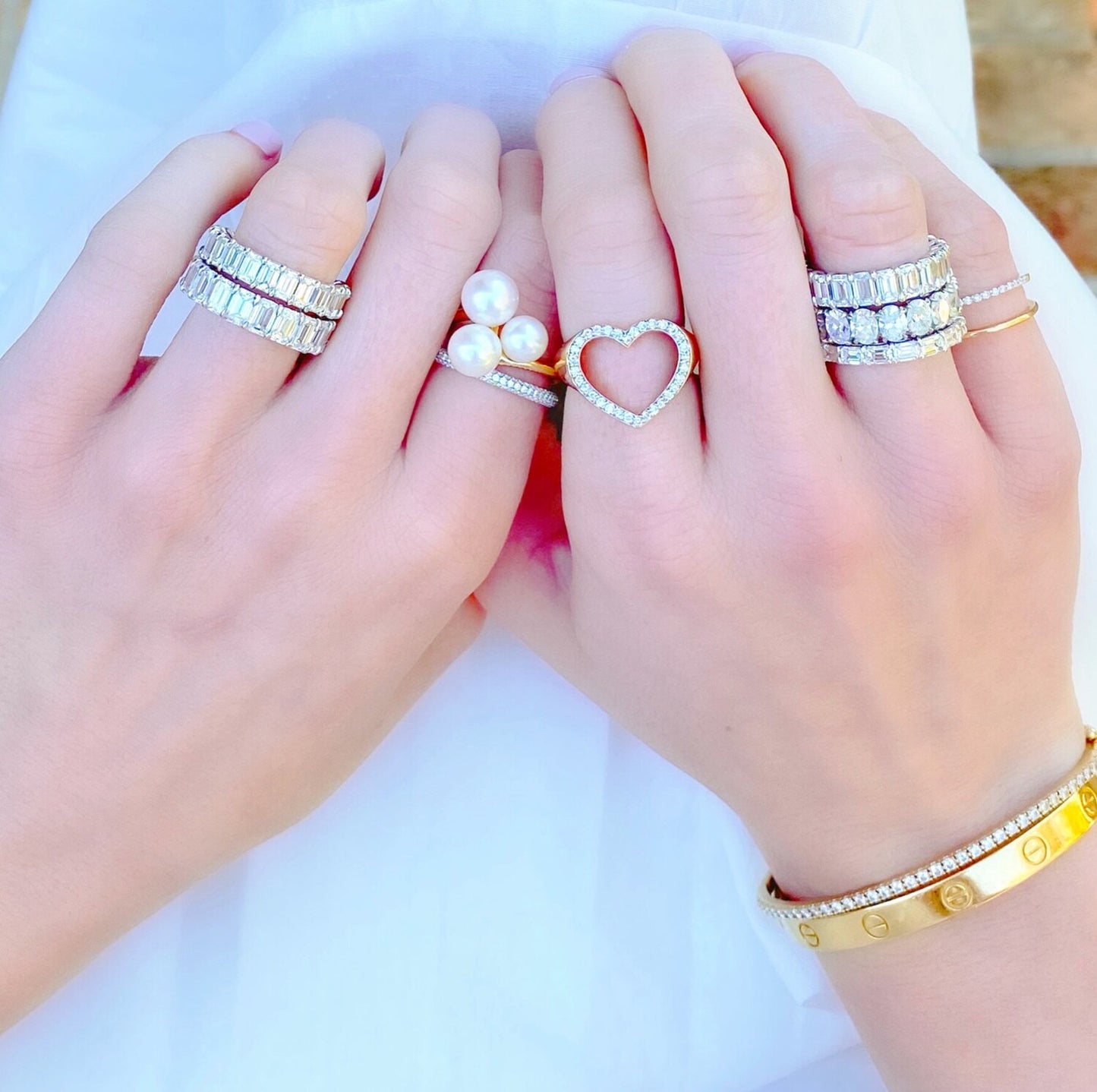 double row diamond midi ring