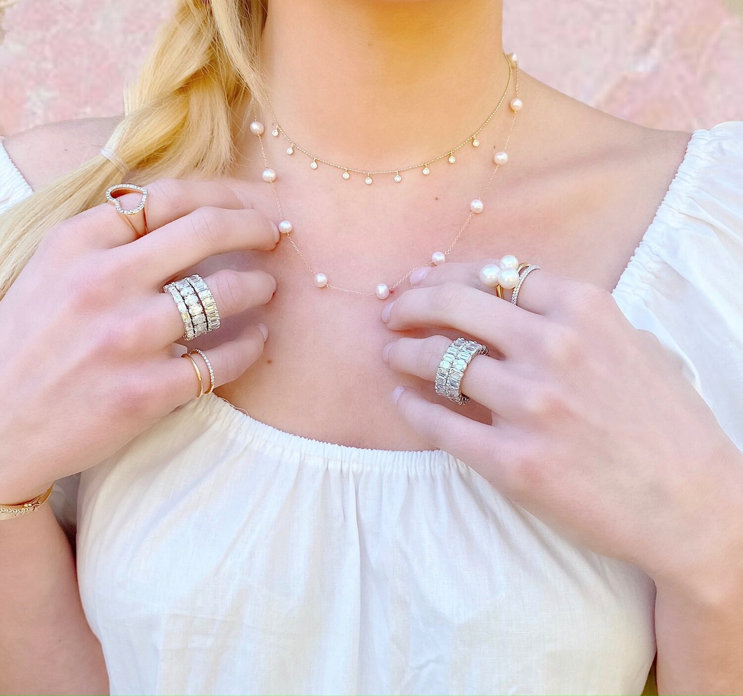 double row diamond midi ring