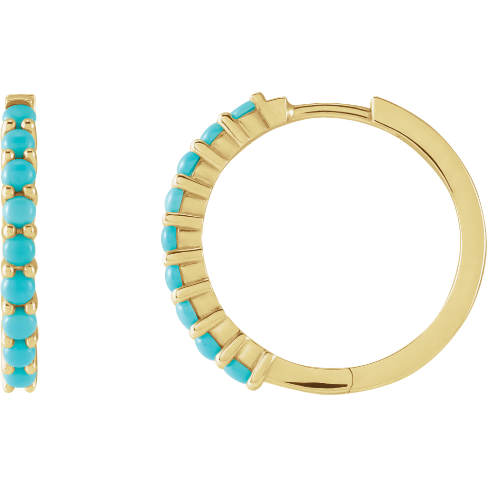 Fallon Turquoise Hoops - 14K Yellow Gold
