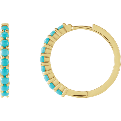 Fallon Turquoise Hoops - 14K Yellow Gold