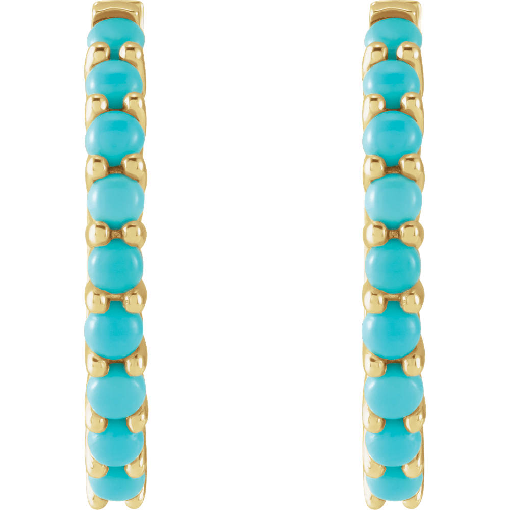Fallon Turquoise Hoops - 14K Yellow Gold