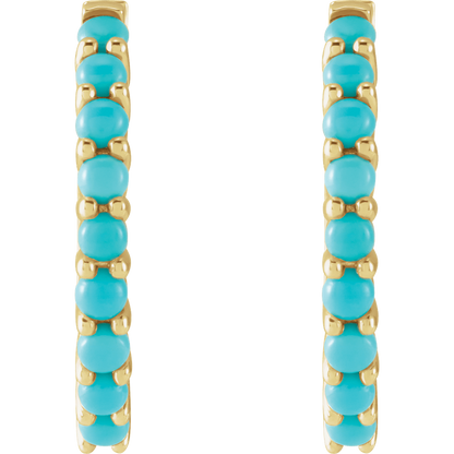 Fallon Turquoise Hoops - 14K Yellow Gold