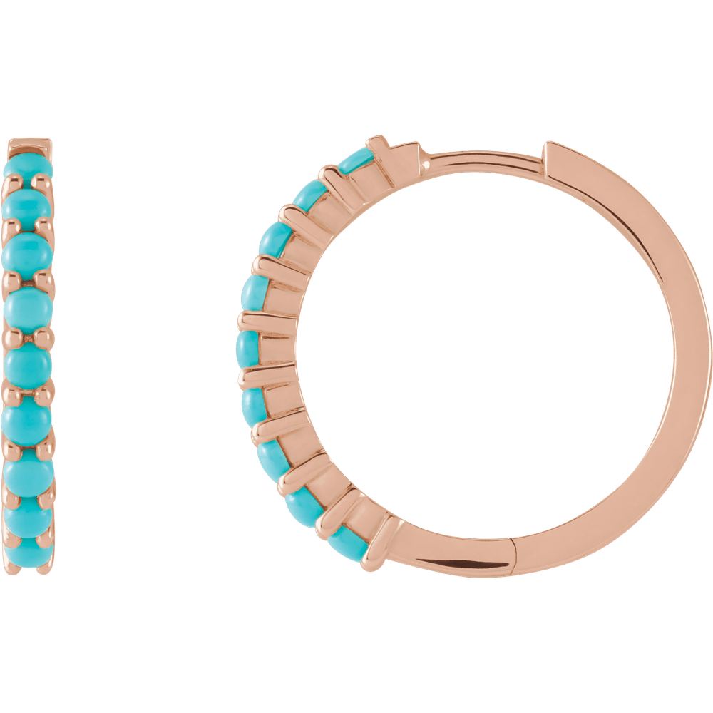 Fallon Turquoise Hoops - 14K Rose Gold