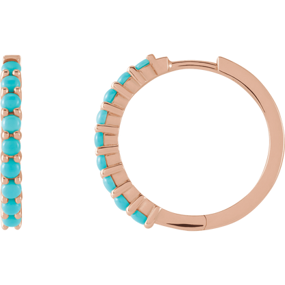 Fallon Turquoise Hoops - 14K Rose Gold