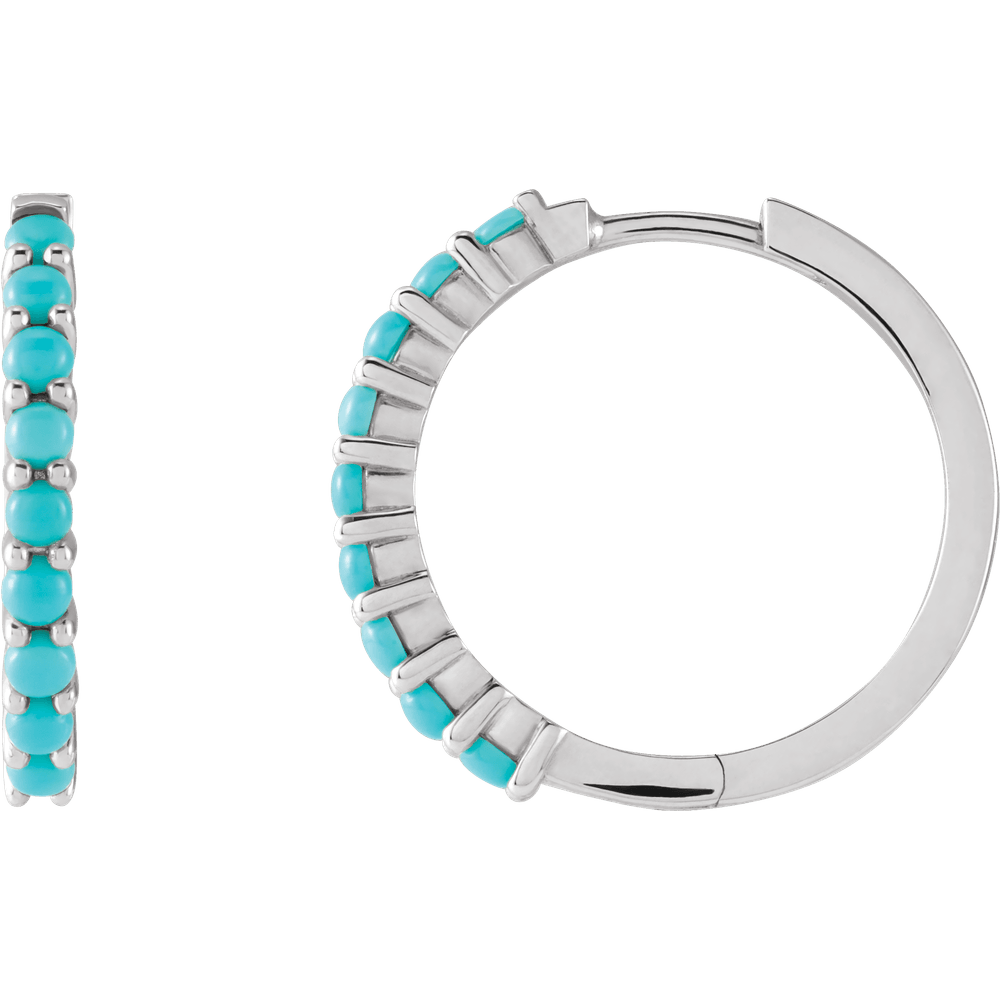 Fallon Turquoise Hoops - 14K White Gold