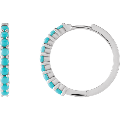 Fallon Turquoise Hoops - 14K White Gold
