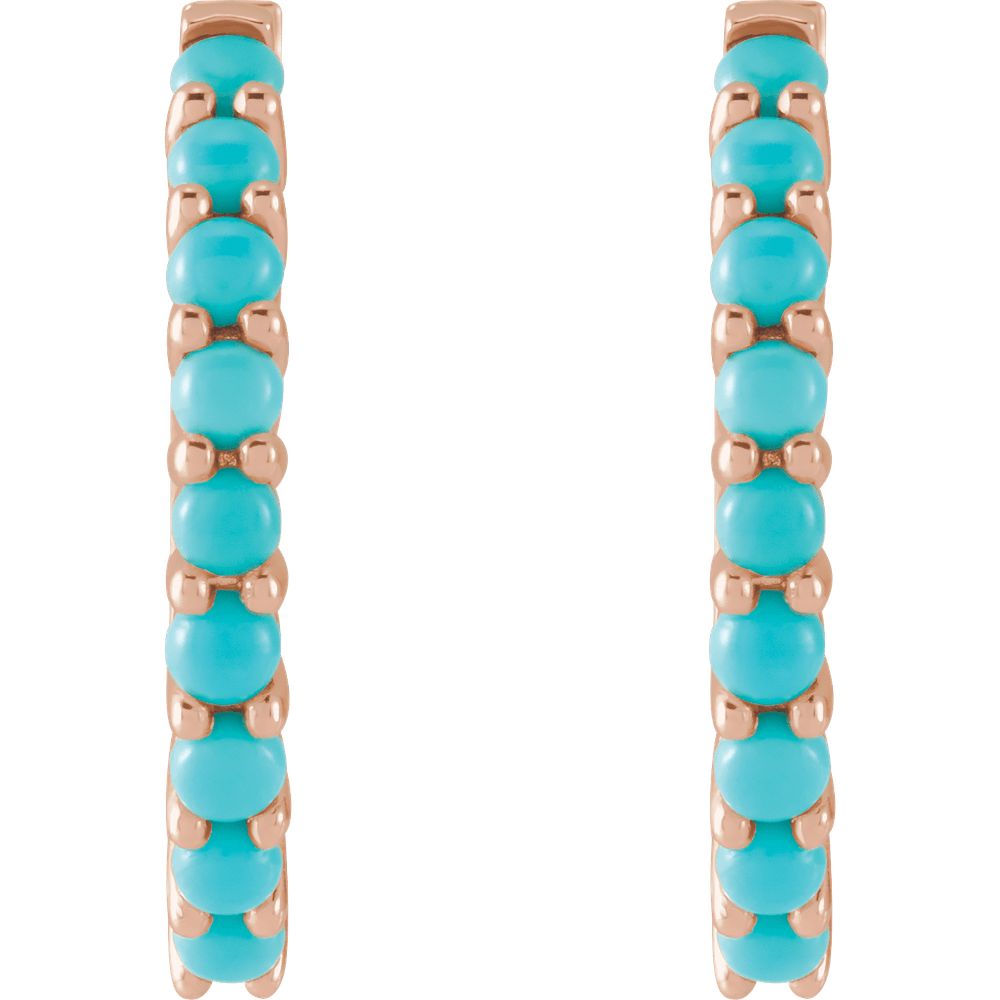 Fallon Turquoise Hoops - 14K Rose Gold