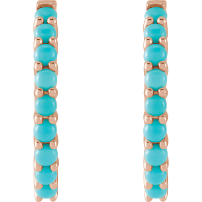 Fallon Turquoise Hoops - 14K Rose Gold