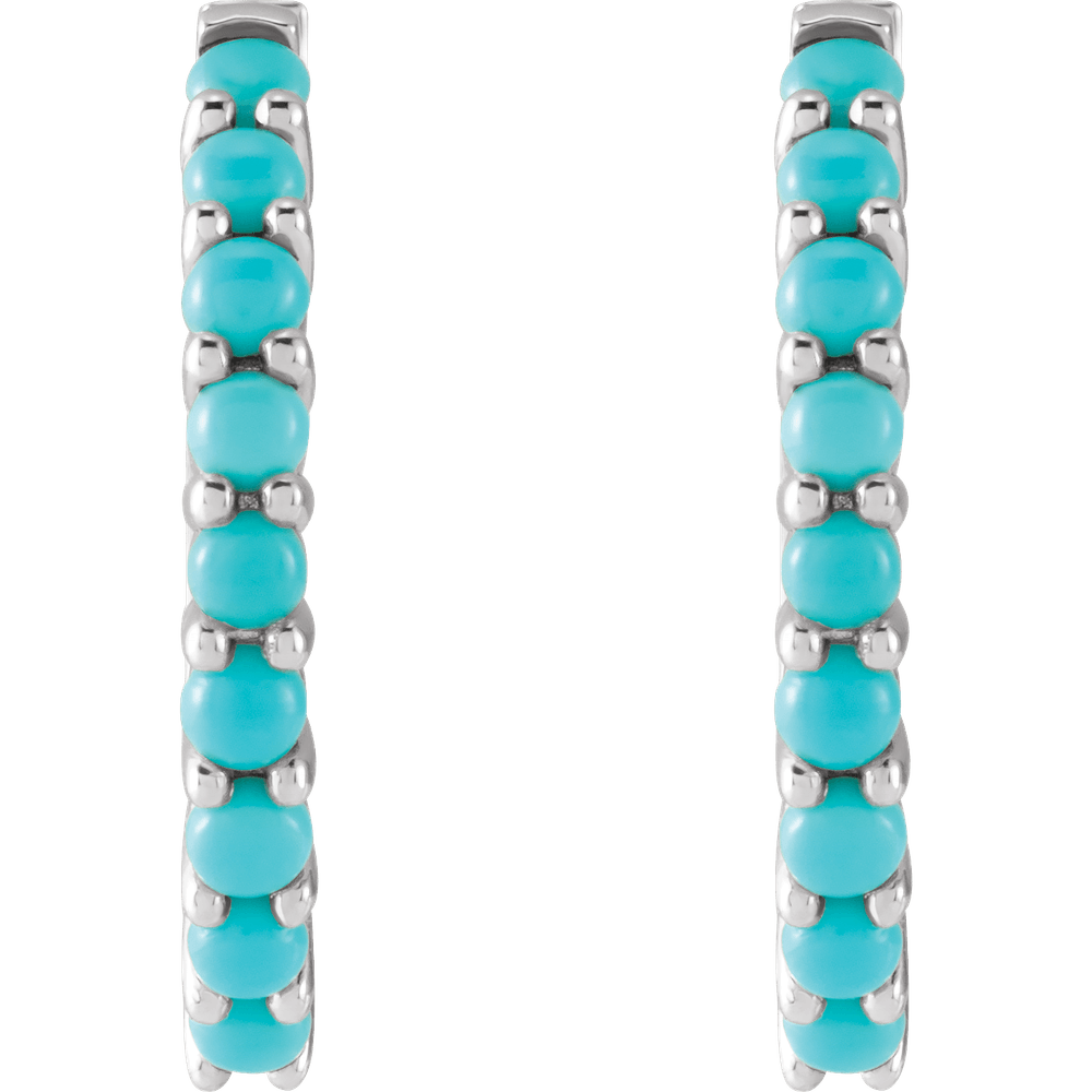 Fallon Turquoise Hoops - 14K White Gold