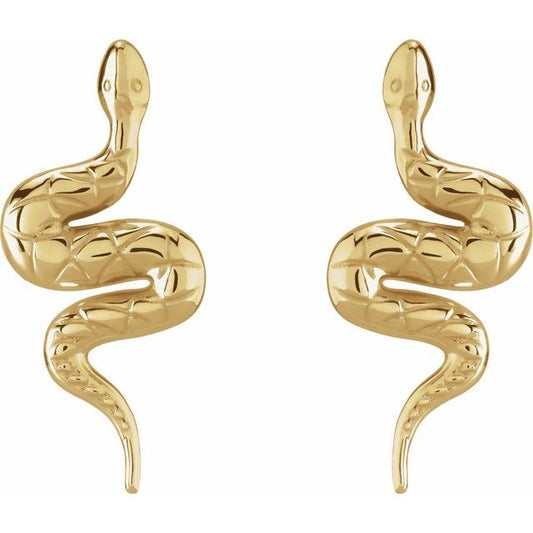 Opie Snake Stud earrings, pair, 14K yellow gold