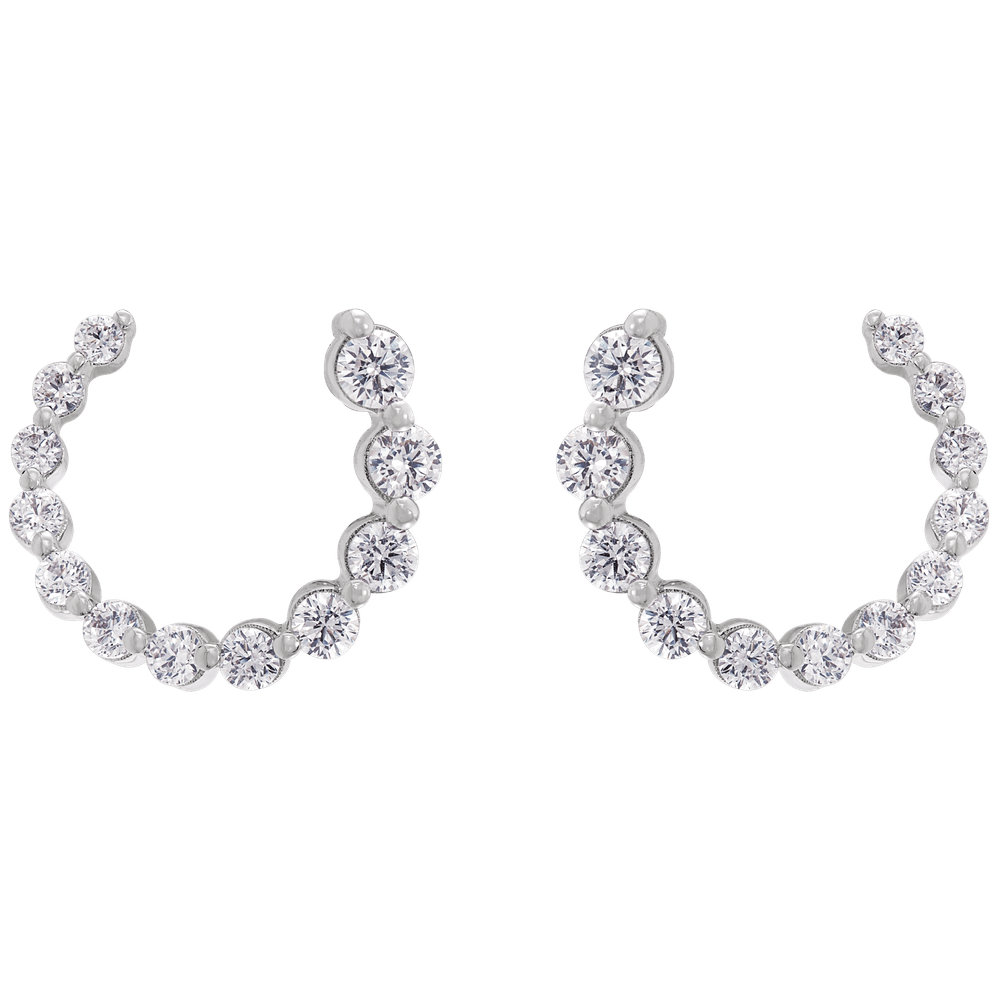 Cascading Round Lab Diamond Earrings - 12 x 12 mm - 14K White Gold