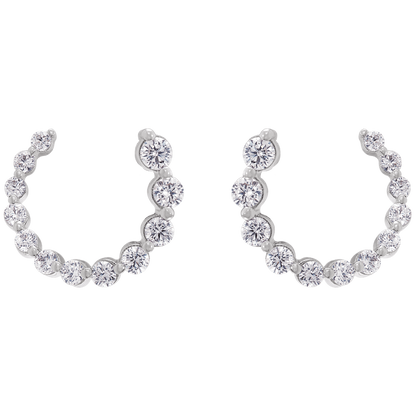 Cascading Round Lab Diamond Earrings - 12 x 12 mm - 14K White Gold