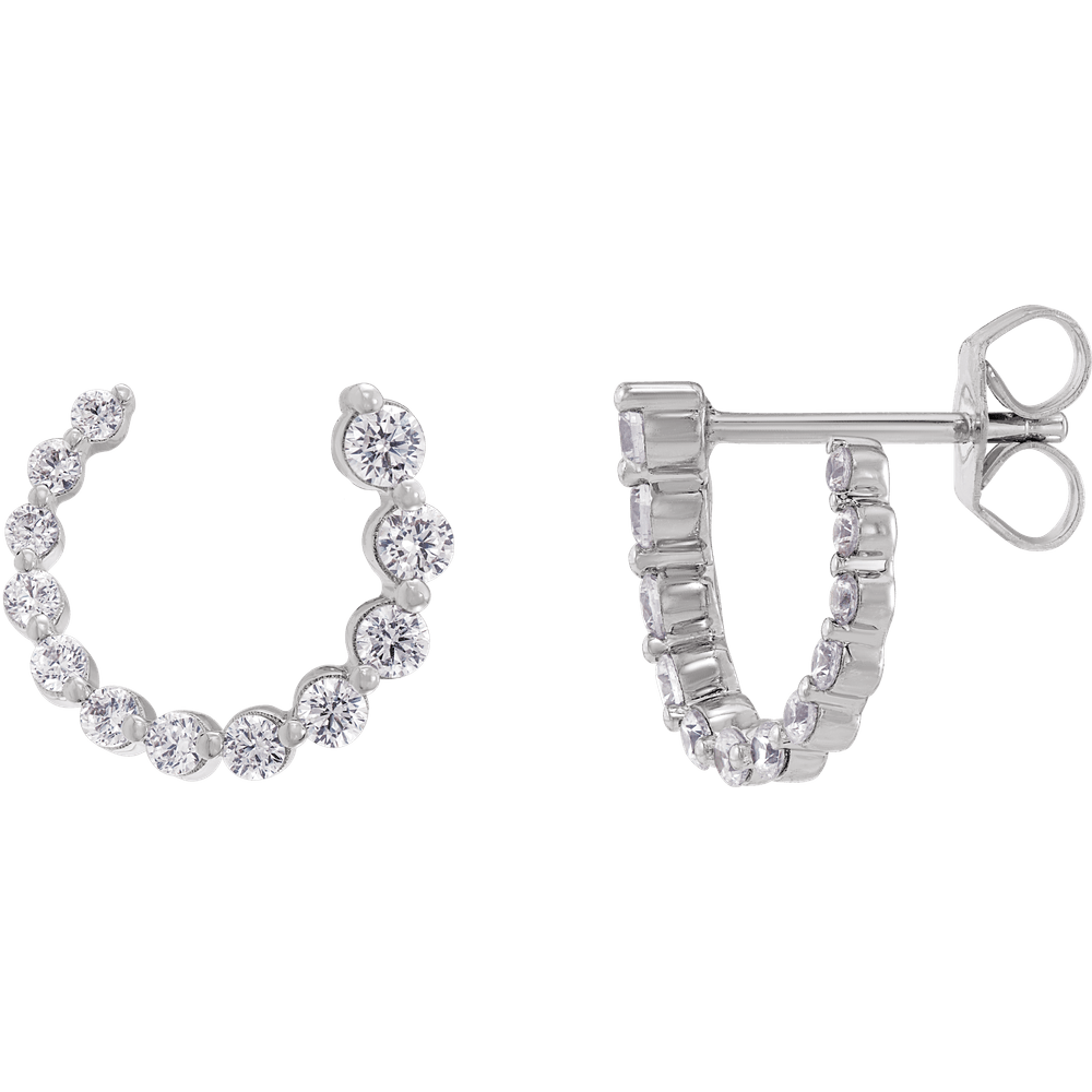 Cascading Round Lab Diamond Earrings - 12 x 12 mm - 14K White Gold