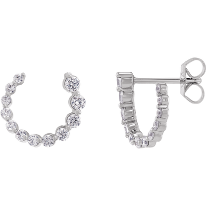 Cascading Round Lab Diamond Earrings - 12 x 12 mm - 14K White Gold