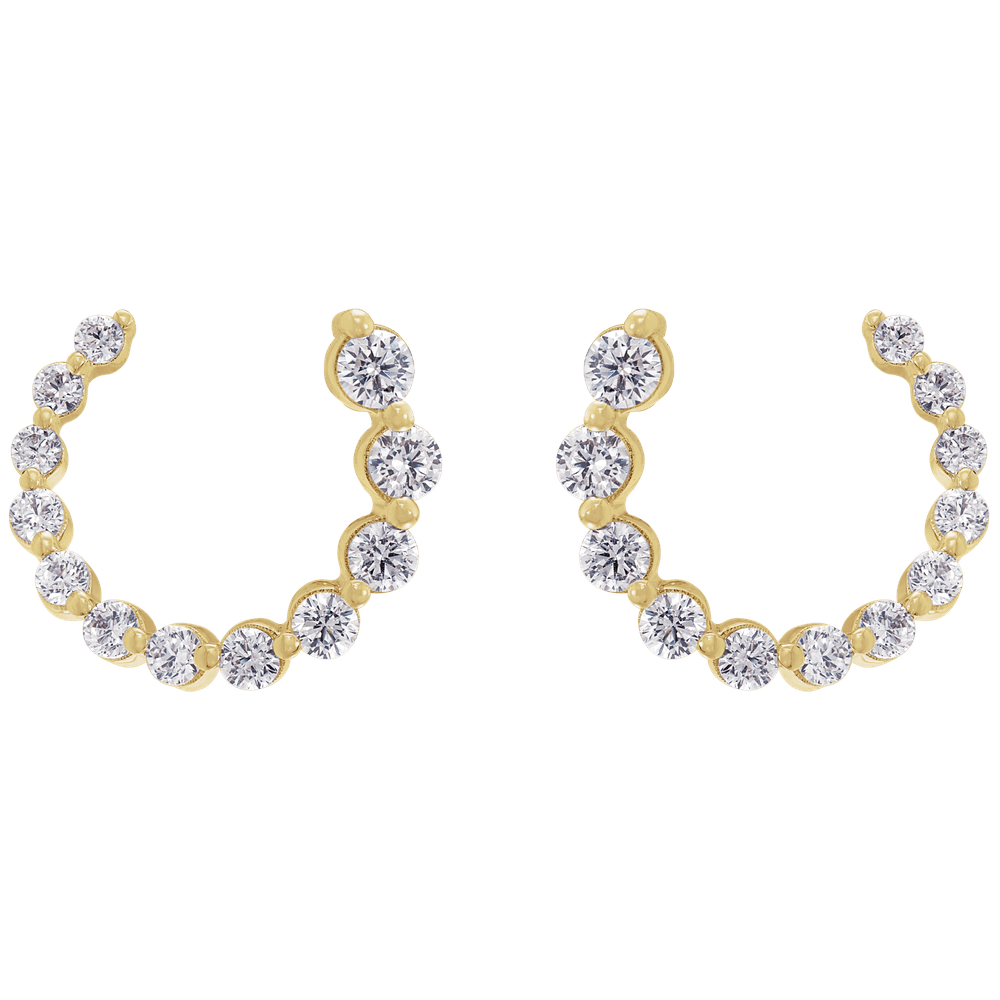 Cascading Round Lab Diamond Earrings - 12 x 12 mm - 14K Yellow Gold