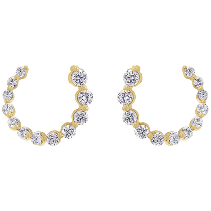 Cascading Round Lab Diamond Earrings - 12 x 12 mm - 14K Yellow Gold
