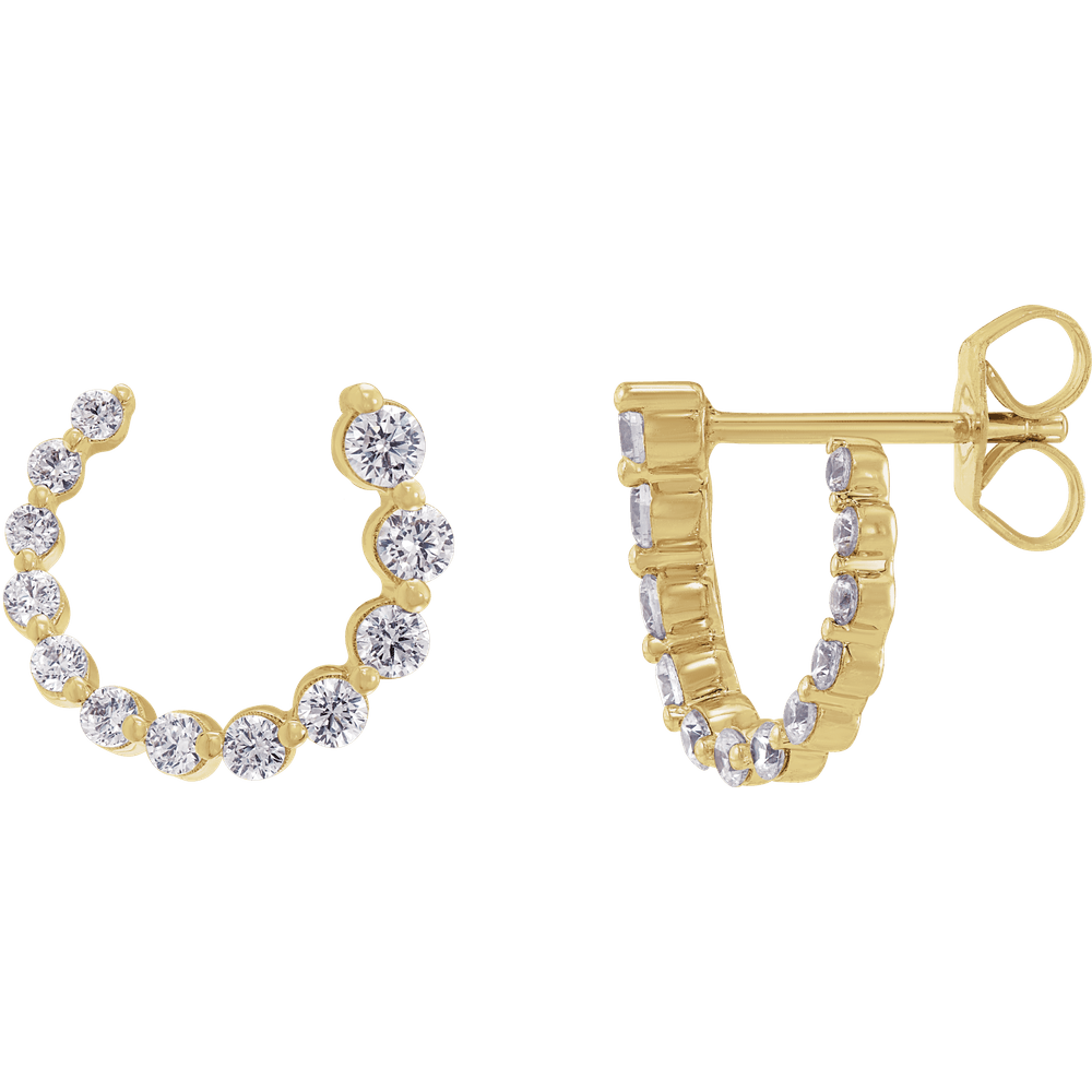 Cascading Round Lab Diamond Earrings - 12 x 12 mm - 14K Yellow Gold