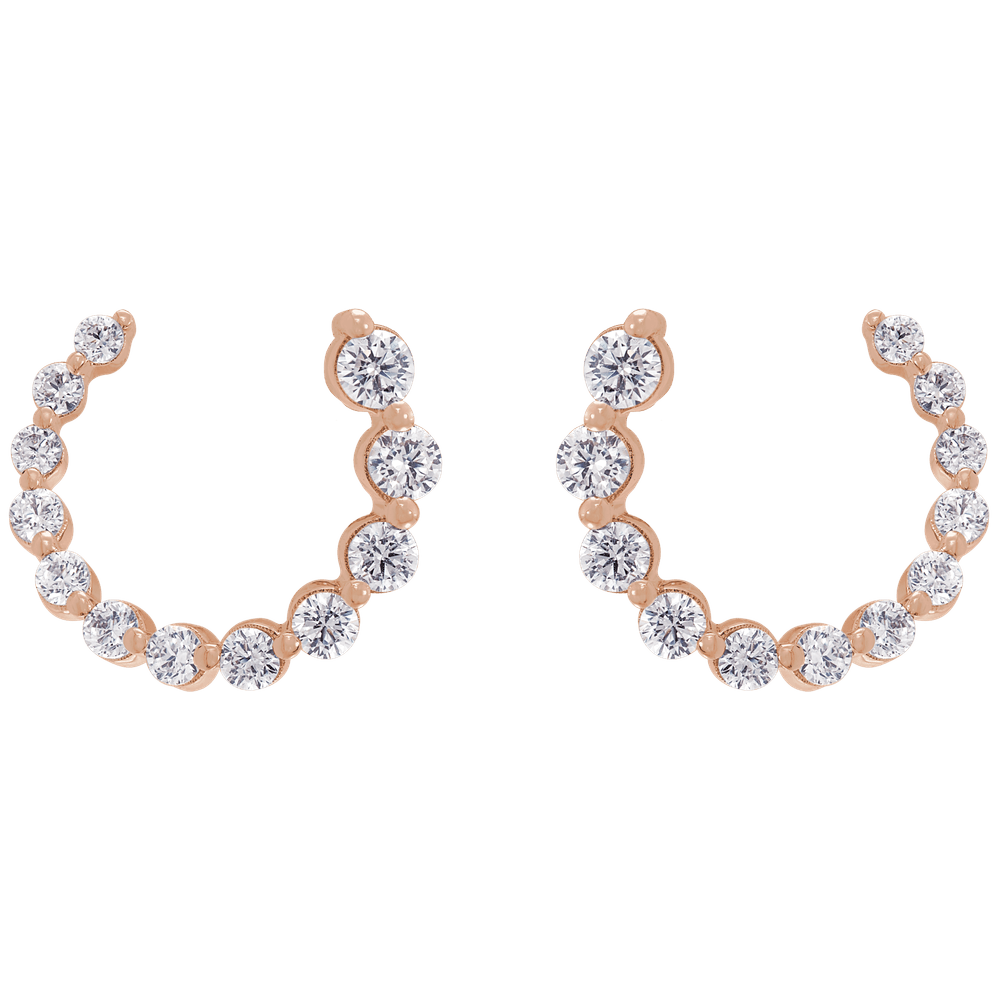 Cascading Round Lab Diamond Earrings - 12 x 12 mm - 14K Rose Gold