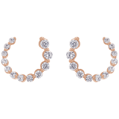 Cascading Round Lab Diamond Earrings - 12 x 12 mm - 14K Rose Gold
