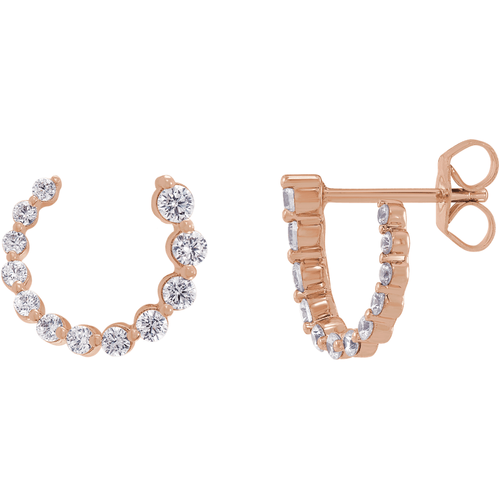 Cascading Round Lab Diamond Earrings - 12 x 12 mm - 14K Rose Gold