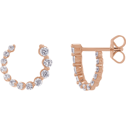 Cascading Round Lab Diamond Earrings - 12 x 12 mm - 14K Rose Gold