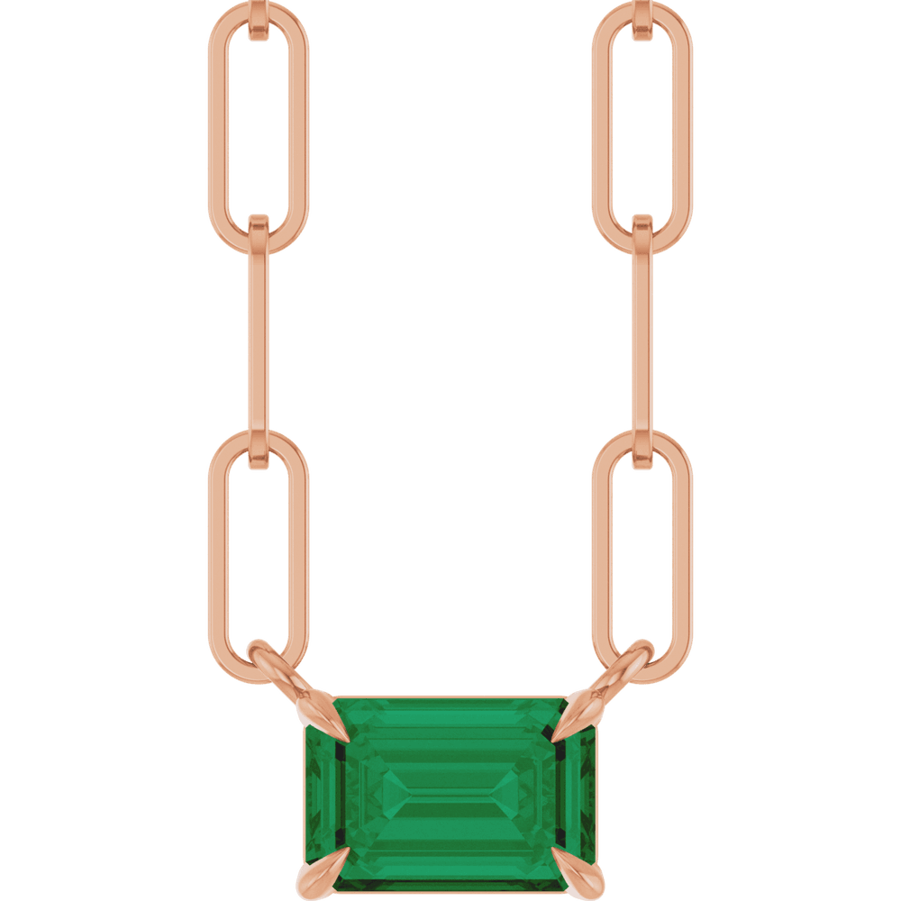 Palmer Lab Emerald Necklace - 14K Rose Gold